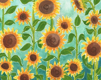 Sunflower Field Print Wall Art benefits UNICEF for UKRAINE