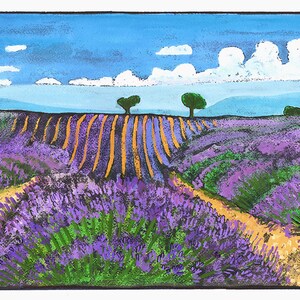 Lavender Fields of Provence Landscape Print - Wall Art - Home Decor Gift