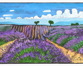 Lavender Fields of Provence Landscape Print - Wall Art - Home Decor Gift