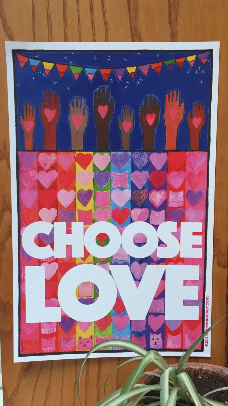 Colorful CHOOSE LOVE Poster Wall Art Print Etsy