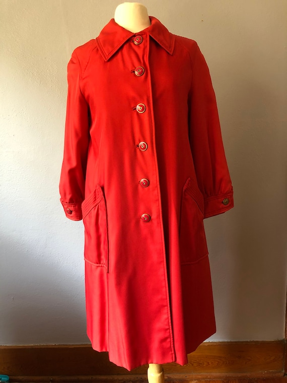 Poppy red vintage trench coat