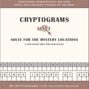 Travel Cryptogram Puzzle Book, 30 Mystery Location Ciphers, Printable PDF