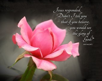 Believe and see the Glory of God - Scripture Art - John 11:40 (NET) or (KJV) select a size photo with free shipping