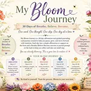 Meine persönliche Entwicklung | 30 Tage geführtes Journaling & Affirmationskarten | Ausdruckbare Reflexionsübung zur Selbstentwicklung