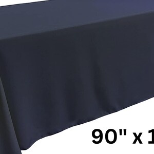 90" x 132" - NAVY - Polyester Poplin Washable Rectangular Tablecloth -  Wrinkle Resistant Table Cover For Parties & Special Occasions