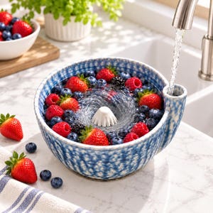 Bol à fruits en céramique artisanale, passoire multifonctionnelle avec bec verseur presse-agrumes, décor de cuisine à glaçure réactive, cadeau de pendaison de crémaillère