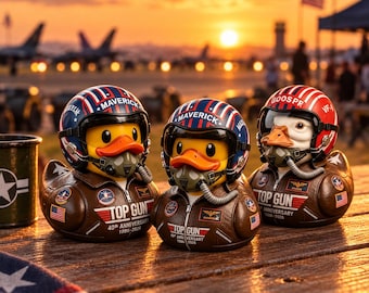 40th Anniversary Top Gun Resin Pilot Duck,Maverick Goose Iceman Aviator Duck Ornament,Retro Desk Decor,Gift for Military Aviation Collectors