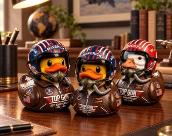 40th Anniversary Top Gun Resin Pilot Duck,Maverick Goose Iceman Aviator Duck Ornament,Retro Desk Decor,Gift for Military Aviation Collectors