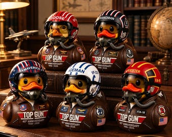 40th Anniversary Top Gun Resin Pilot Duck,Maverick Goose Iceman Aviator Duck Ornament,Retro Desk Decor,Gift for Military Aviation Collectors