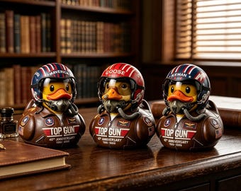 40th Anniversary Top Gun Resin Pilot Duck,Maverick Goose Iceman Aviator Duck Ornament,Retro Desk Decor,Gift for Military Aviation Collectors