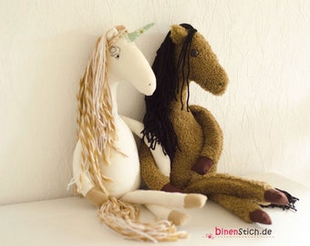 Sewing horse and unicorn: Instructions Eriella and Ella with pattern PDF