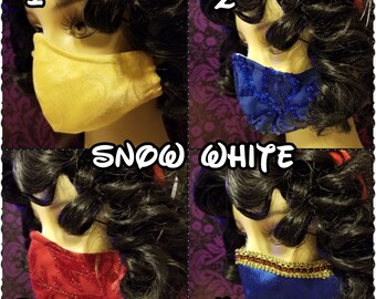 Snow White Inspired- Fabric Face Mask with nose wire- 2 layer breathable- 3 layer filter pocket options
