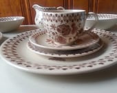Service for 2 Johnson Bros. Jamestown, Old Granite, made in England, 11 pieces