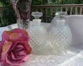 Fenton Cologne Bottles, with Stoppers, French Opalescent Perfume Bottles, Hobnail Perfume Bottles, Vintage Perfume Bottles 5 inches