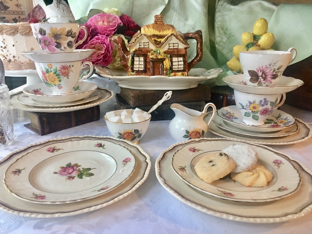 Vintage English Cottage Tea Set: Royal Doulton Plates, Bone China ...