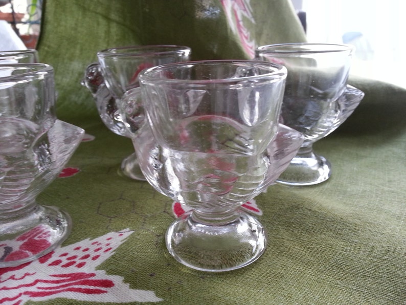 Set of 6 Clear Glass Chicken Egg Cups Lumiarc Chicken Egg Etsy