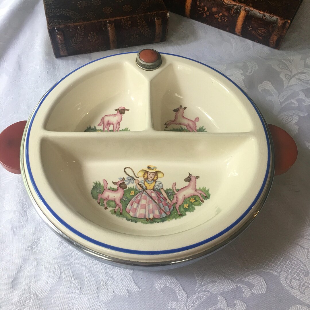 Sweet Vintage Divided Baby Dish Warmer Bakelite Handles Little Etsy
