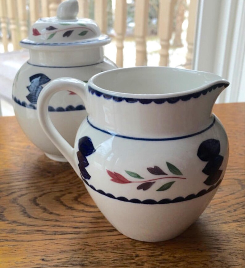 Adams Ironstone Lancaster Sugar Bowl and Creamer Set Farmhouse Etsy