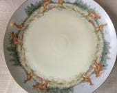 Hand Painted Elk Chop Plate Crossed Swords Decorated Empire Czechoslovakia Rare Unique Wild Game Platter Schlakenwerth P L FREE SHIPPING