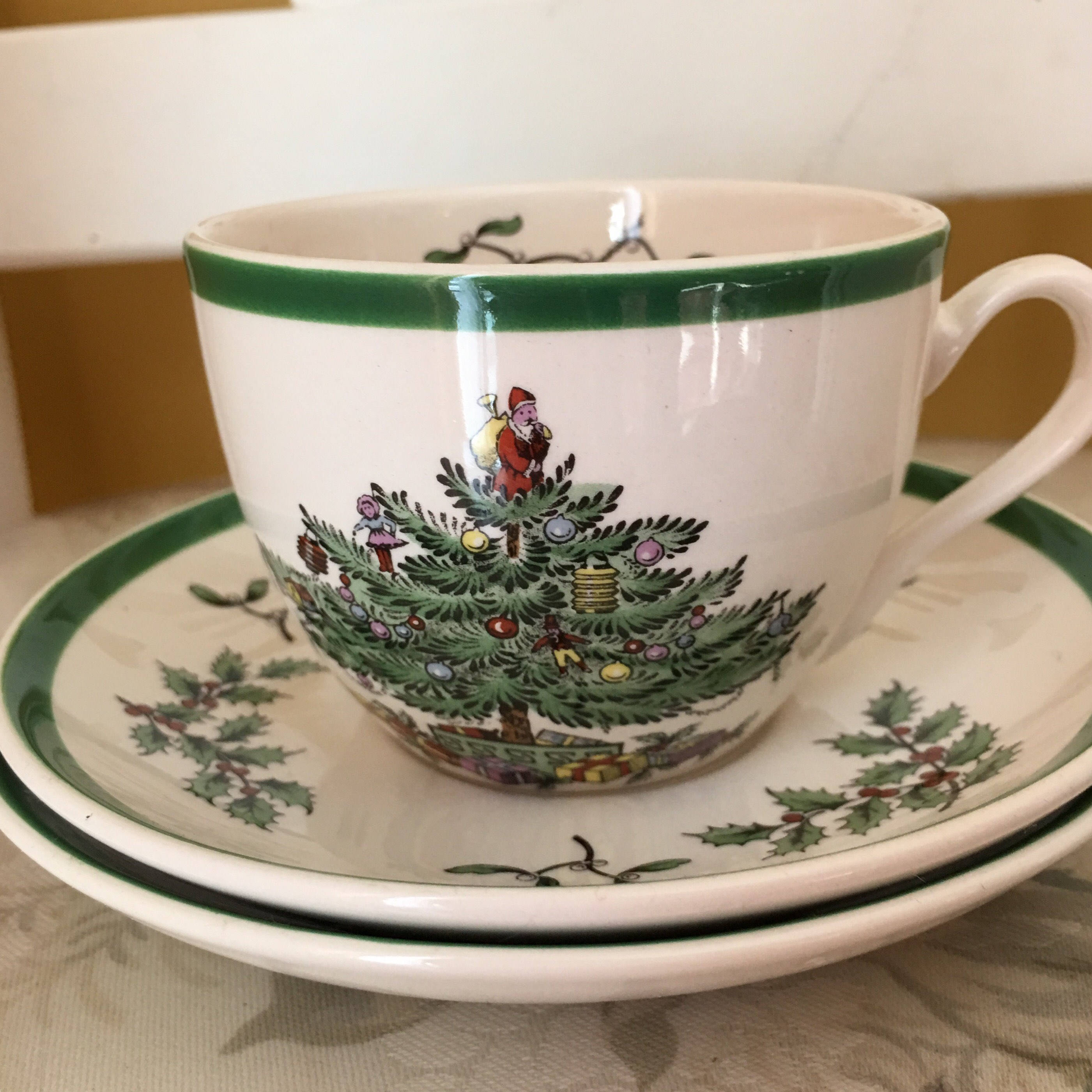 Spode Christmas Tree Teacup and Saucer Sets made in England Etsy