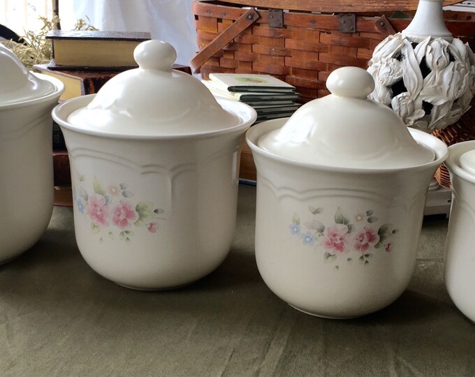 Pfaltzgraff Tea Rose Canister Set Four Piece Set With Lids Etsy