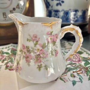 Limoges France Antique Creamer Pink Blossoms