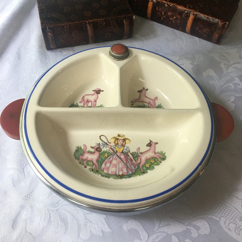 Sweet Vintage Divided Baby Dish Warmer Bakelite Handles Little Etsy