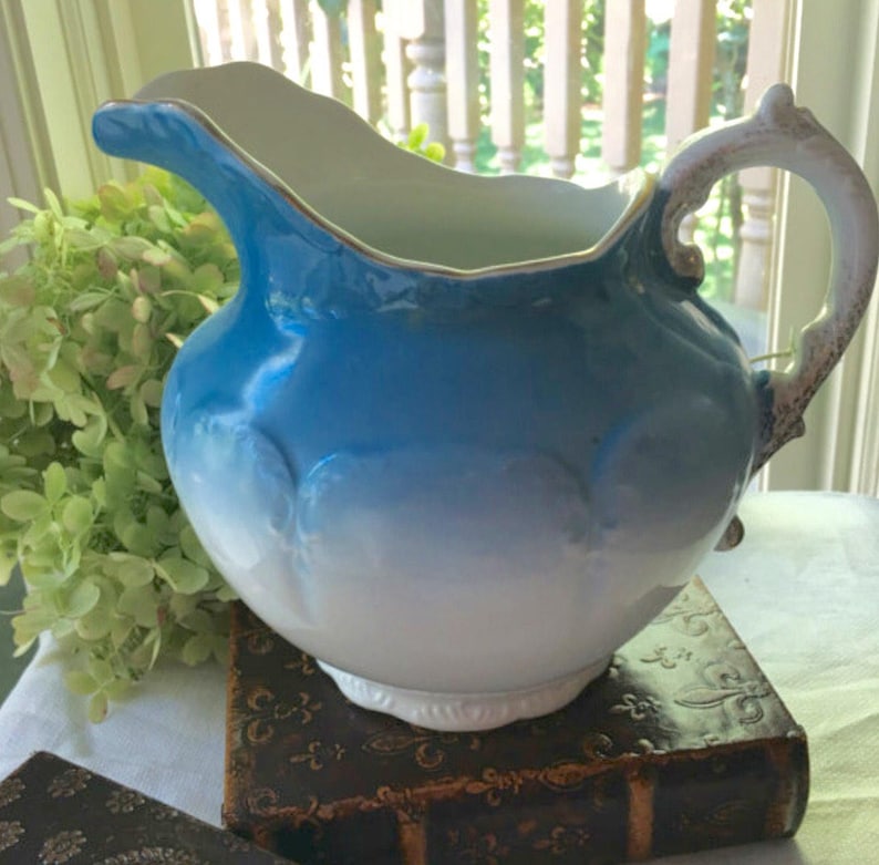 Peacock Blue Antique Pitcher by Warwick China FREE Etsy