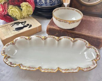 Haviland Limoges Celery Dish and Cranberry Bowl Set, Schleiger