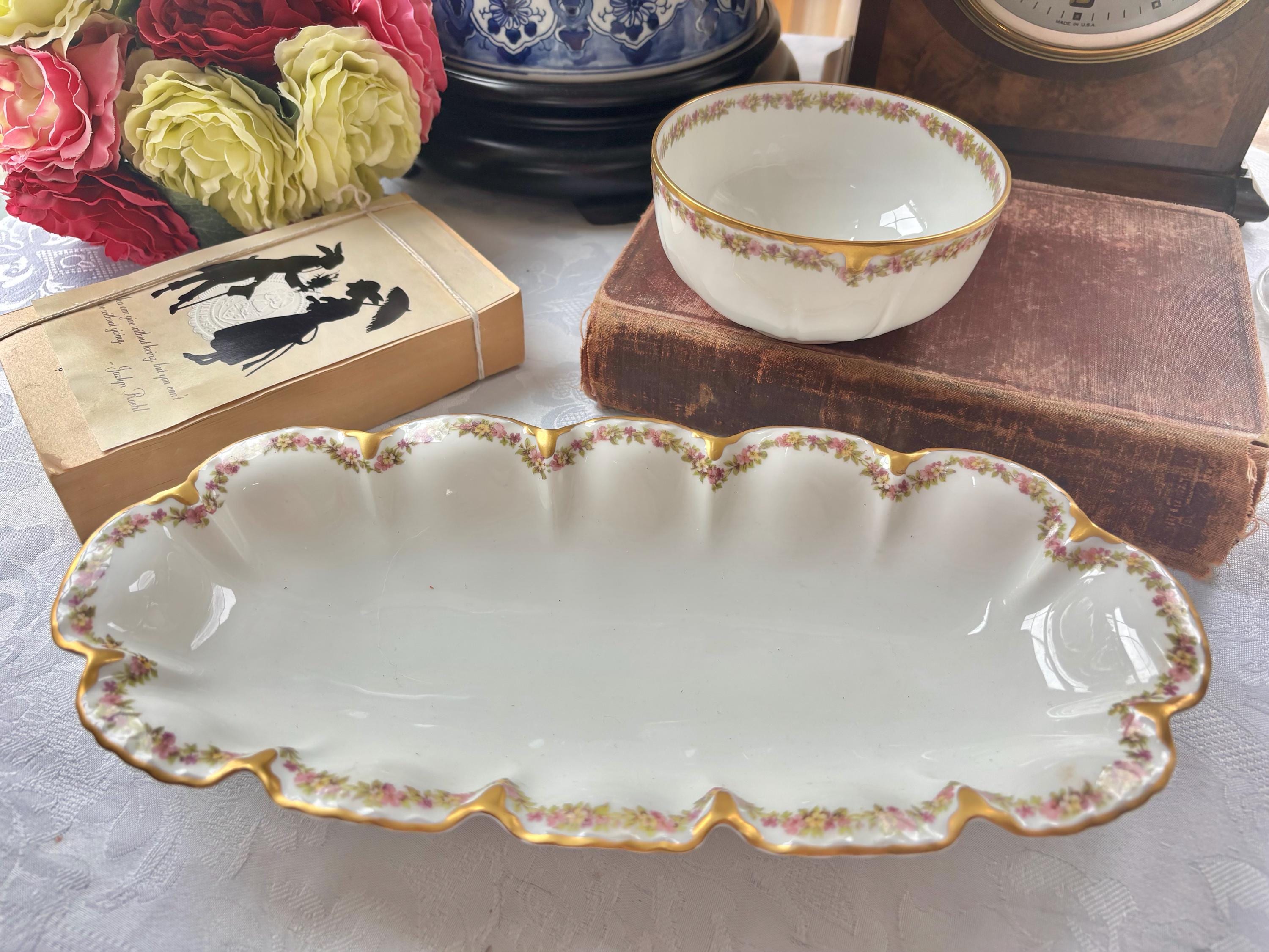 Haviland Limoges Celery Dish and Cranberry Bowl Set, Schleiger