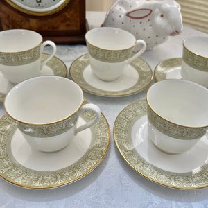 Vintage Royal Doulton Sonnet Teacup and Saucer  Set of 5, made in England , Wedding Gift, Bridal Shower, Gift for Her FREE SHIPPING