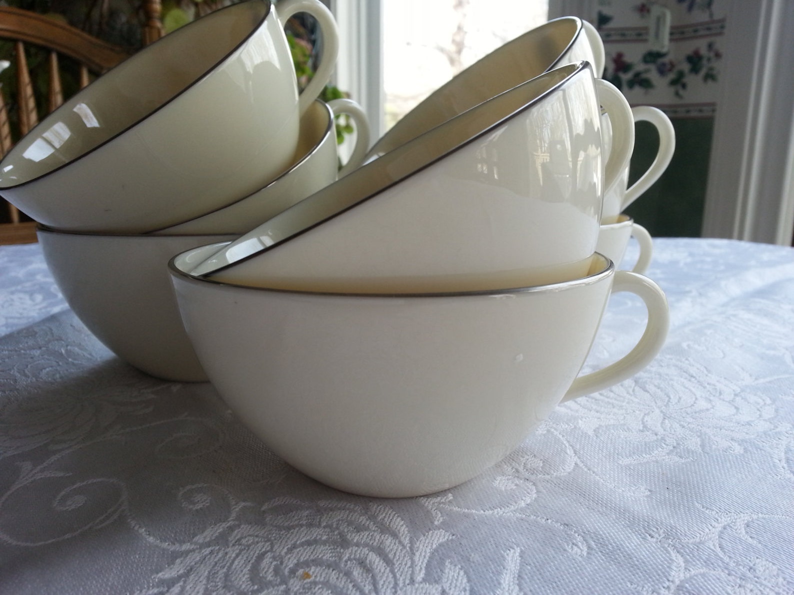 Set of 6 Vintage Lenox Tea Cups Platinum Band Lenox Olympia Etsy