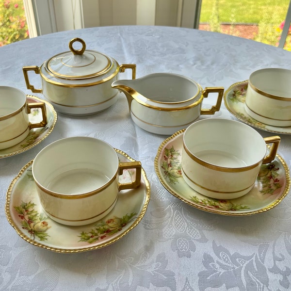 Gift for Her Antique Tea Set Service for 4 , FREE SHIPPING