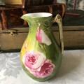 Antique Bavaria Creamer: Hand-Painted Pink Roses, Signed
