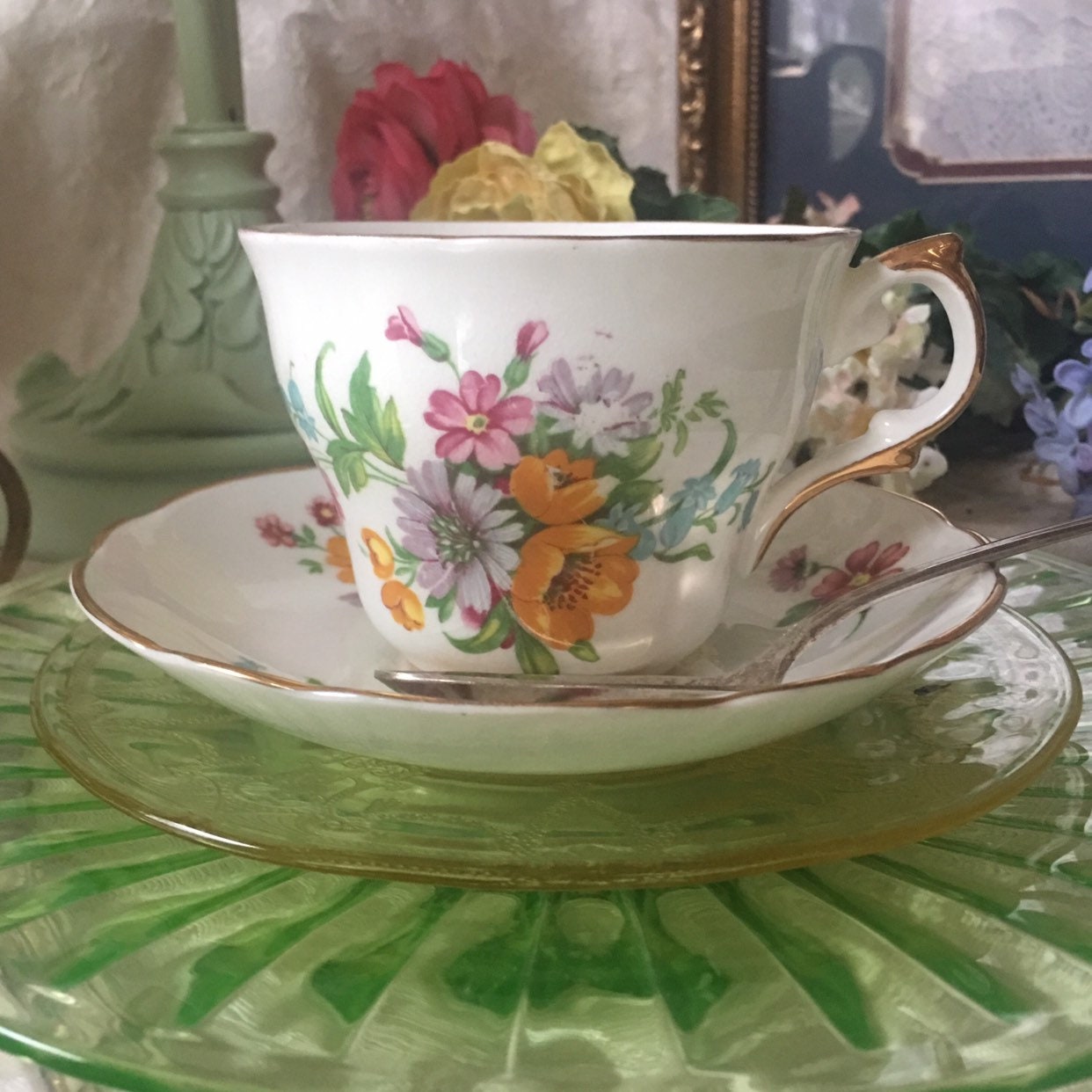 Vintage Daisies English Tea Set for Four, Arthur Wood Teapot
