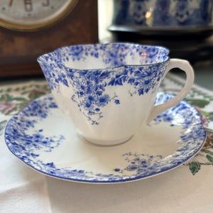 Shelley Dainty Blue Teacup and Saucer Set made in England