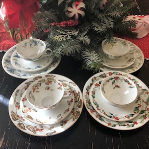 Gift for Her Vintage Tea Set 4 place settings 12 pieces GORGEOUS FREE SHIPPING