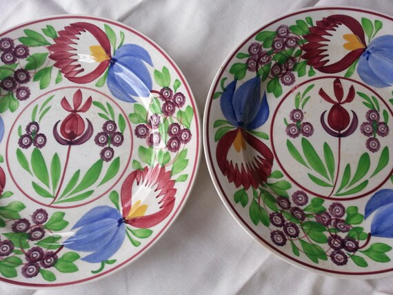 Antique Villeroy And Boch Hand Painted Plates Made In Germany Wallerfangen