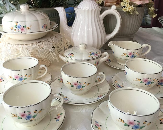 W S Tea Set for 4 Pieces Made in USA Pattern Wedding