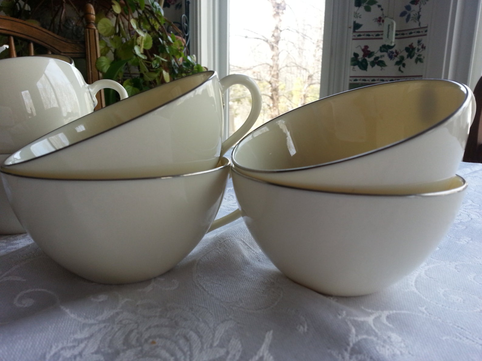 Set of 6 Vintage Lenox Tea Cups Platinum Band Lenox Olympia Etsy