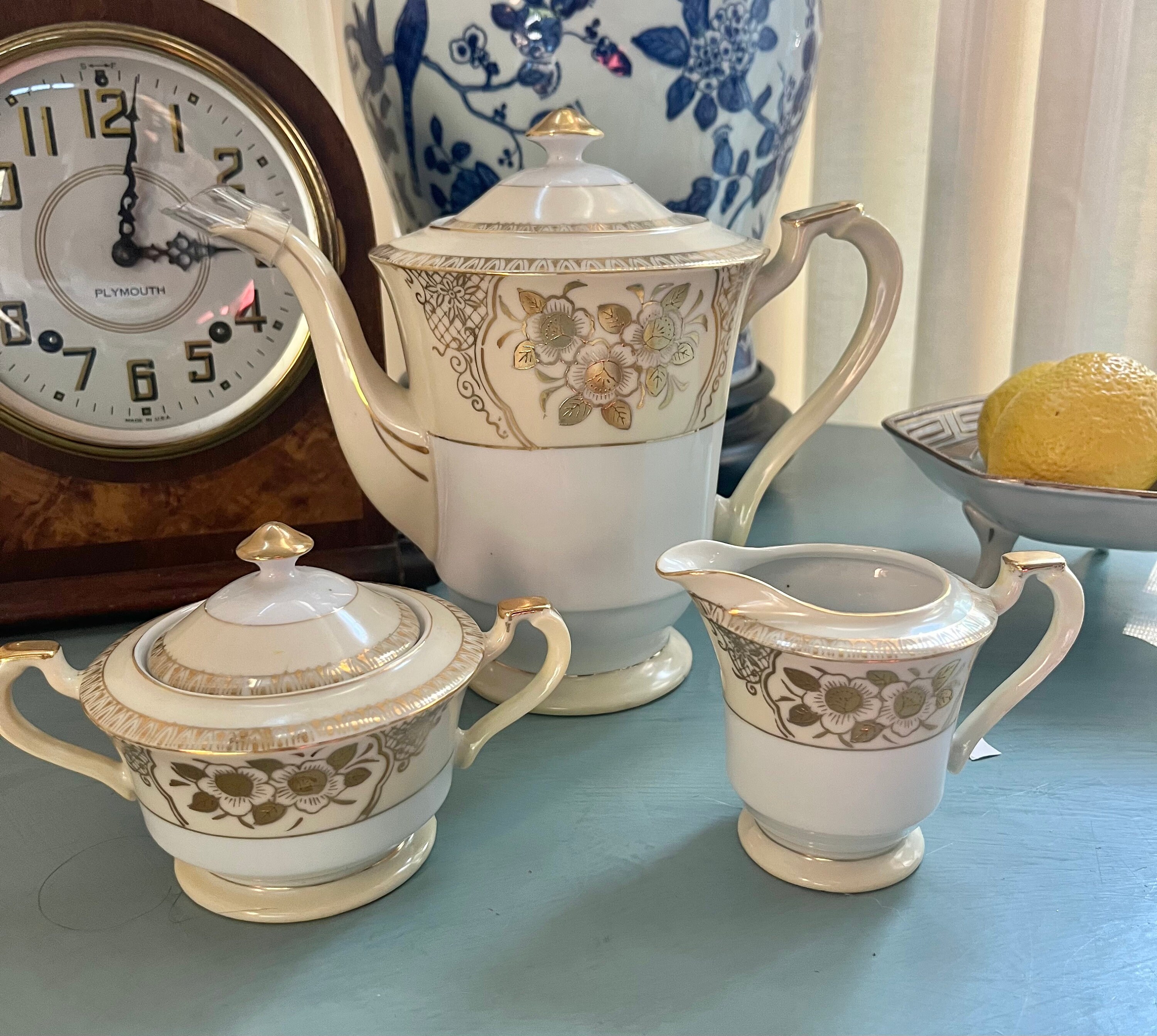 アンティーク ノリタケ Tea&Coffee Set Antique Noritake Chikaramach Coffee Set: Golden Cherry Blossoms