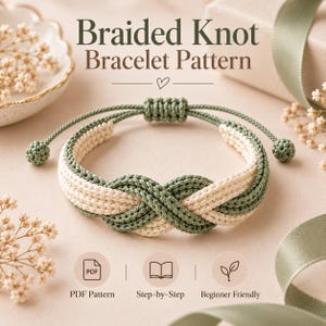 Braided Knot Bracelet Pattern PDF, Adjustable Cord Tutorial (Digital Download)