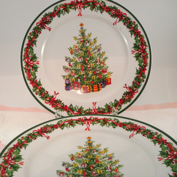 Vintage Christmas Dinner Plates Christopher Radko Traditions Holiday Celebration Christmas Tree Plates Set of 4