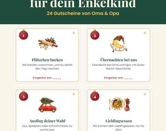 Adventskalender zum Ausdrucken für Enkel – 24 Gutscheine von Oma und Opa, PDF 2026