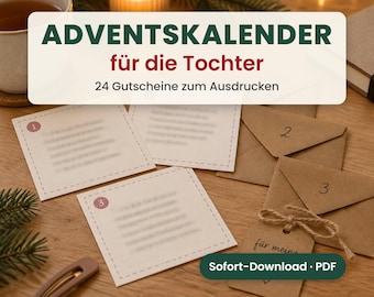 Printable Advent calendar for your daughter – 24 vouchers for teenagers and adult daughters, PDF 2026