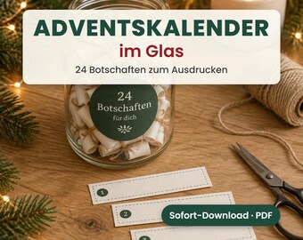 Printable Advent calendar in a jar – 72 sayings and messages in 3 themes, PDF download 2026
