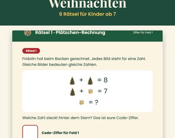 Christmas Escape Room Printable for Children Ages 7 and Up – 6 Puzzles with Solutions, PDF