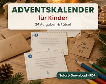Printable Advent calendar for children – 24 tasks and puzzles, PDF 2026