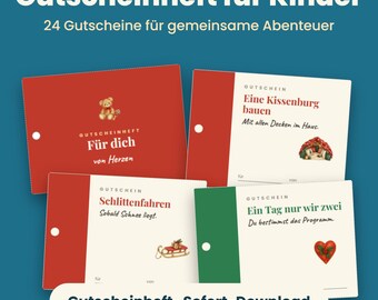 Printable voucher booklet for children | 24 vouchers for quality time together | Christmas gift for grandchildren/godchildren (PDF)