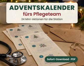 Printable Advent calendar for the care team – 24 mini-activities for the ward and nursing service, PDF 2026